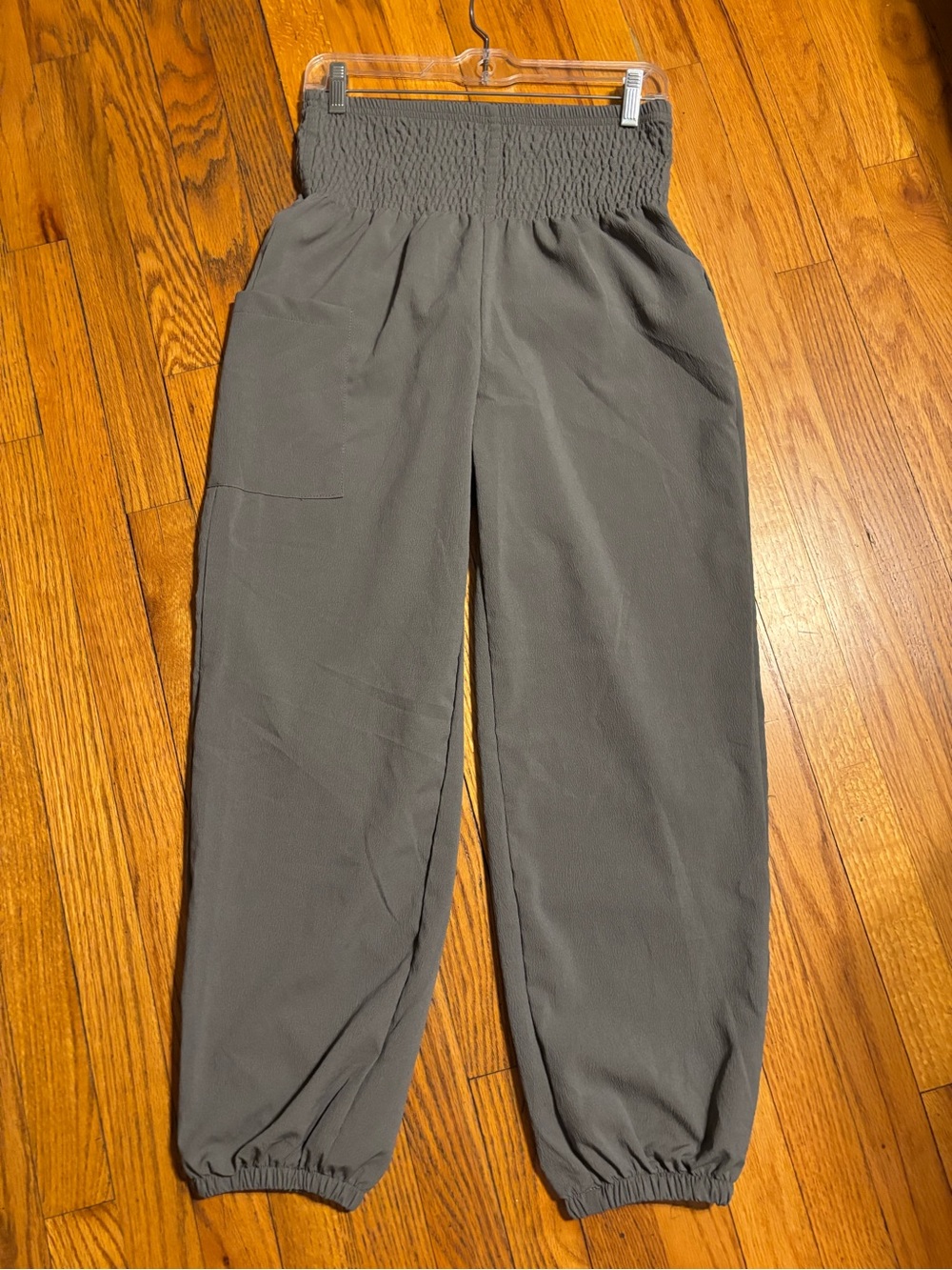 SHEIN Gray Smocked Waist Pull-On Pants